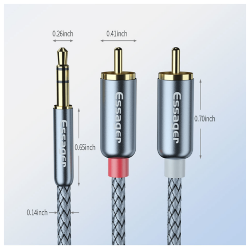 Cable de Audio Estereo Essager 1 Plug 3.5mm a 2 RCA - Image 5